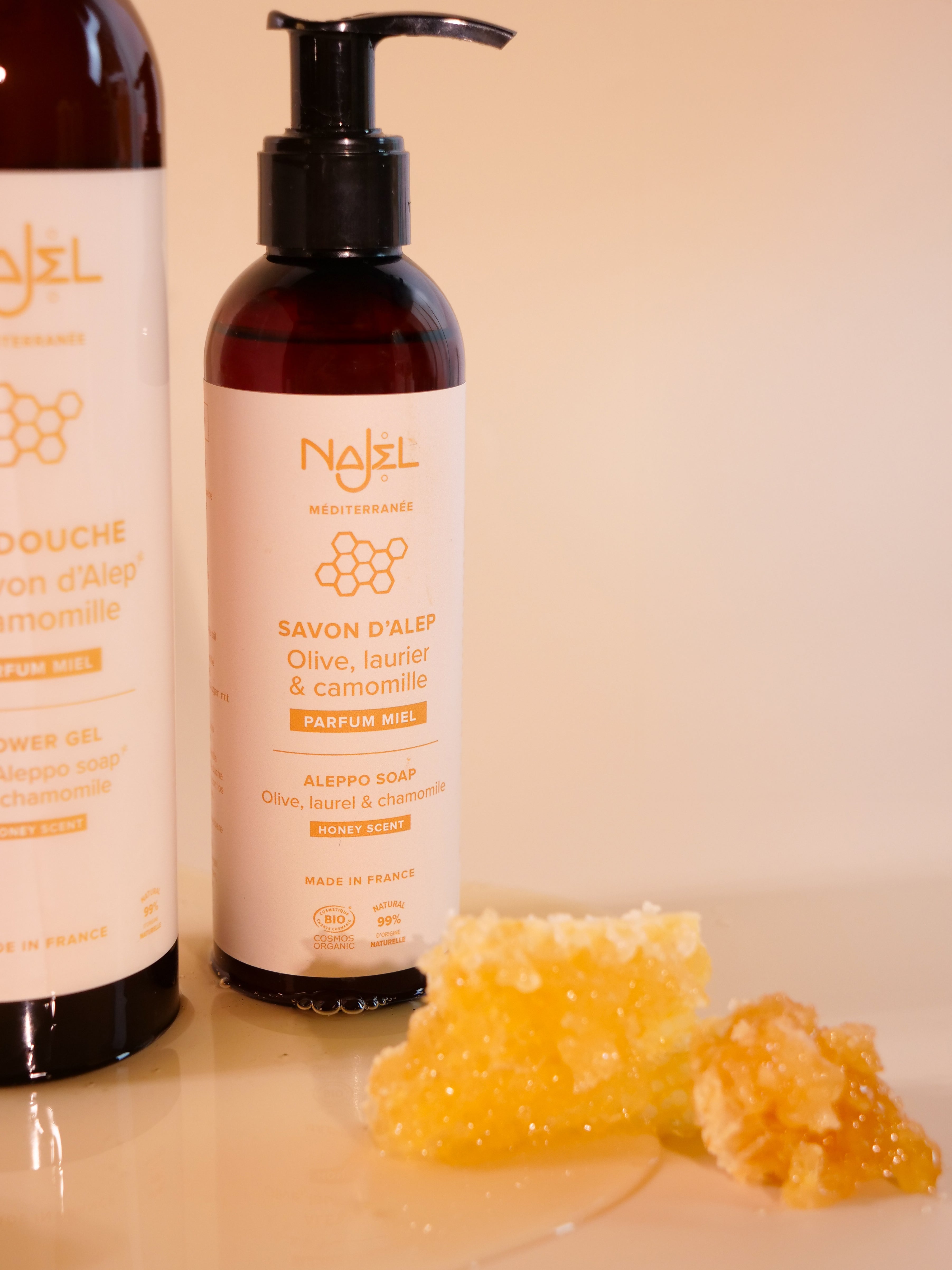 Liquid Aleppo soap with honey scent