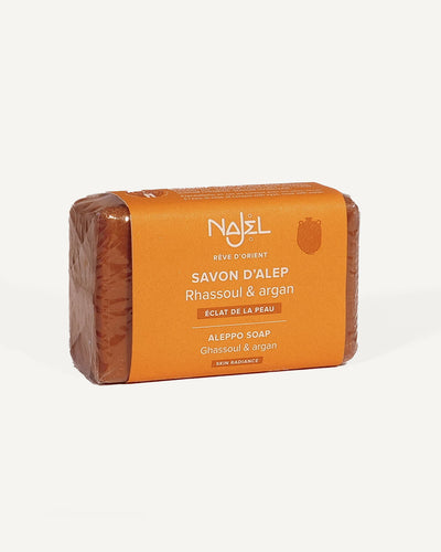 Savon d'Alep au rhassoul et à l'huile d'argan-Savon d'Alep solide enrichi-Najel